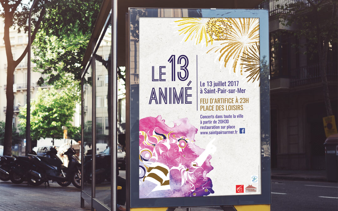 Conception d&rsquo;une affiche pour un feu d&rsquo;artifice 2017 (Manche – 50)